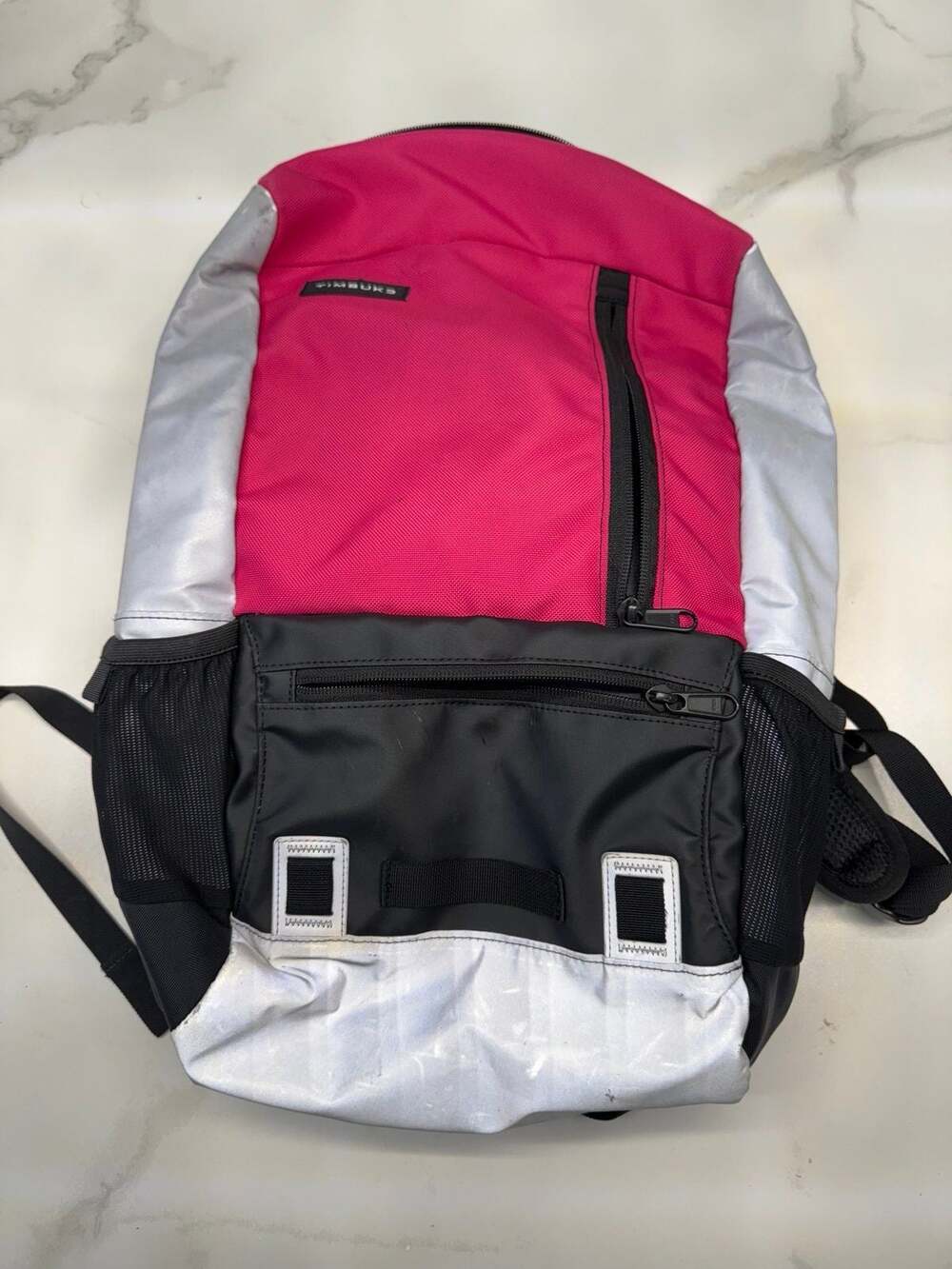 Custom Alcatraz Timbuk2 backpack in hot pink/ silver / black